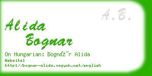 alida bognar business card